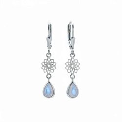 Обеци Мандала със скъпоценен камък Сребърни с лунен камък