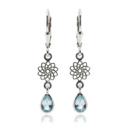 Обеци Мандала със скъпоценен камък Сребърни с топаз