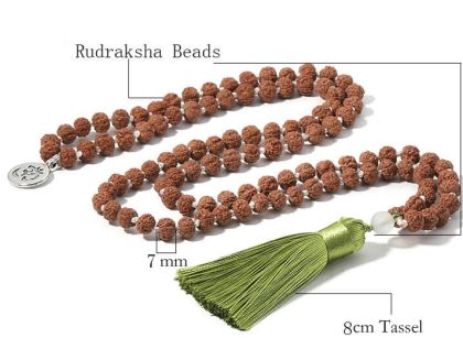 Мала от дребна Рудракша 5-6 мм и символ Ом