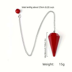 Радиестезия- Махало от Червен яспис с верижка 4/2 cm  - 1 бр