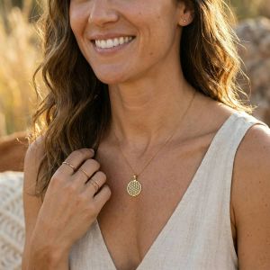 Медальон "Цвете на живота" 15 мм | сребро 925, позлатено